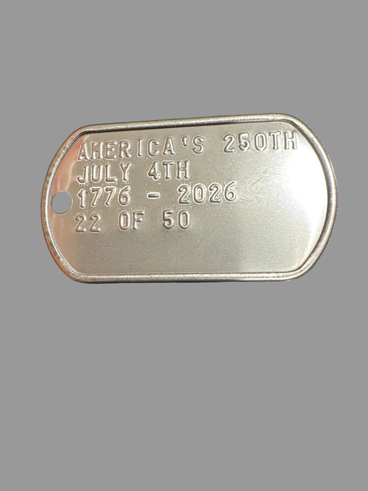 America's 250th Anniversary Commemorative Dog tag