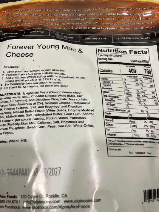 AlpineAire Forever Young Mac& Cheese