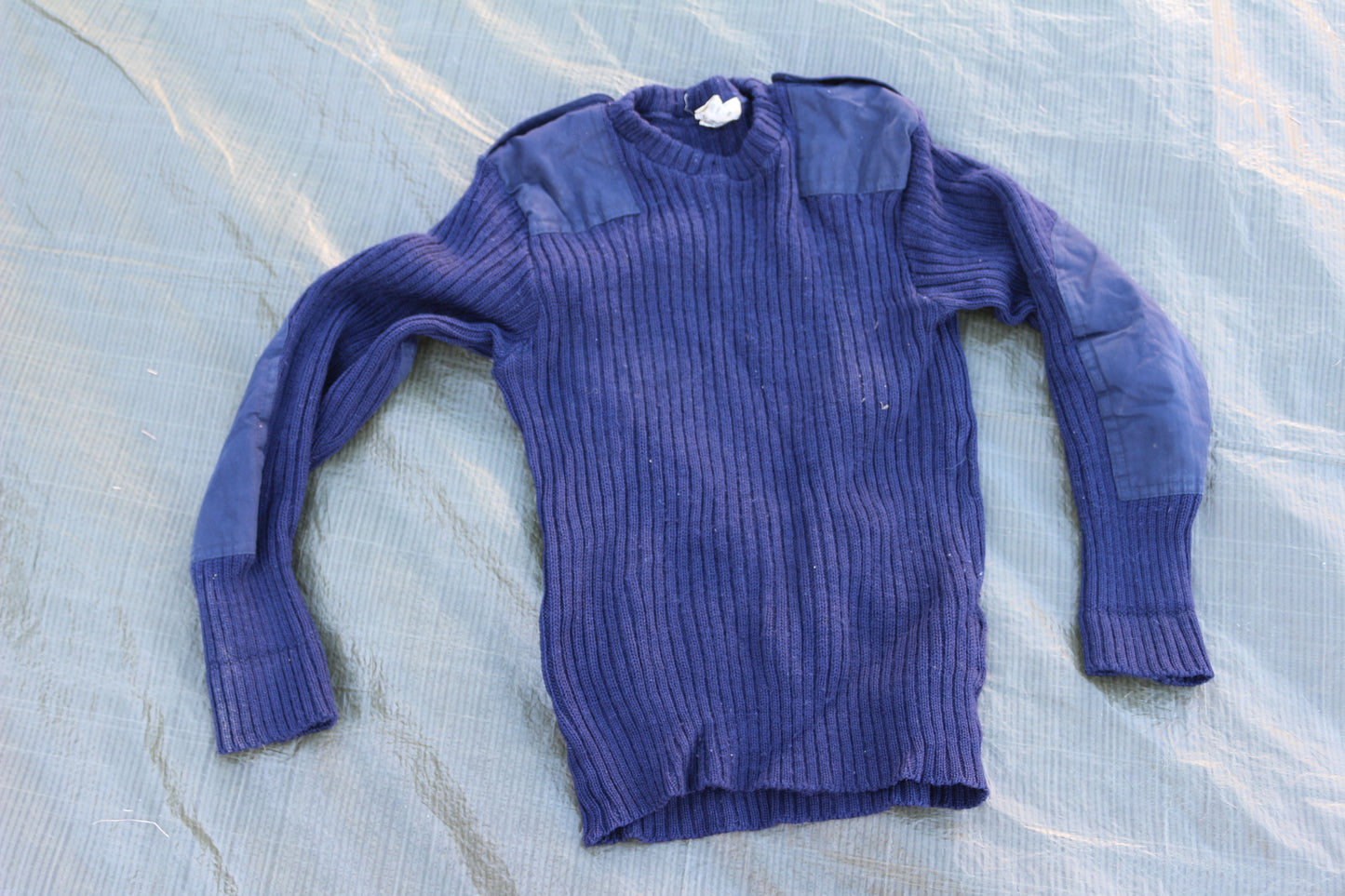 British Issue Navy Blue Henley Wool Sweater