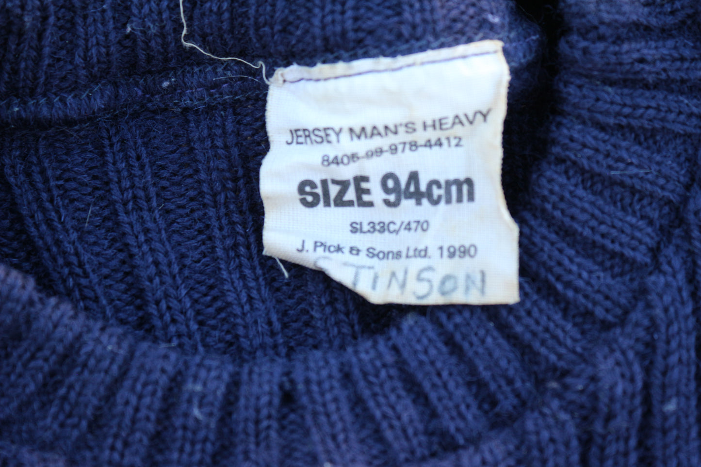 British Issue Navy Blue Henley Wool Sweater